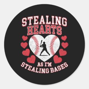 Stealing Hearts Like I Steal Bases Baseball Lover Classic Round Sticker