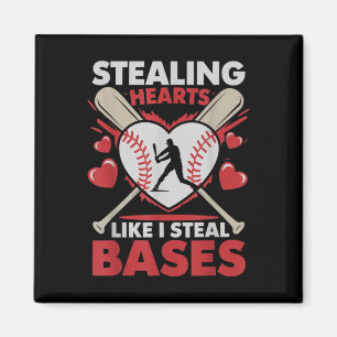 Stealing Hearts Like I Steal Bases Baseball Valent Magnet