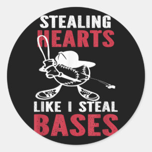 Stealing Hearts Like I Steal Bases Classic Round Sticker