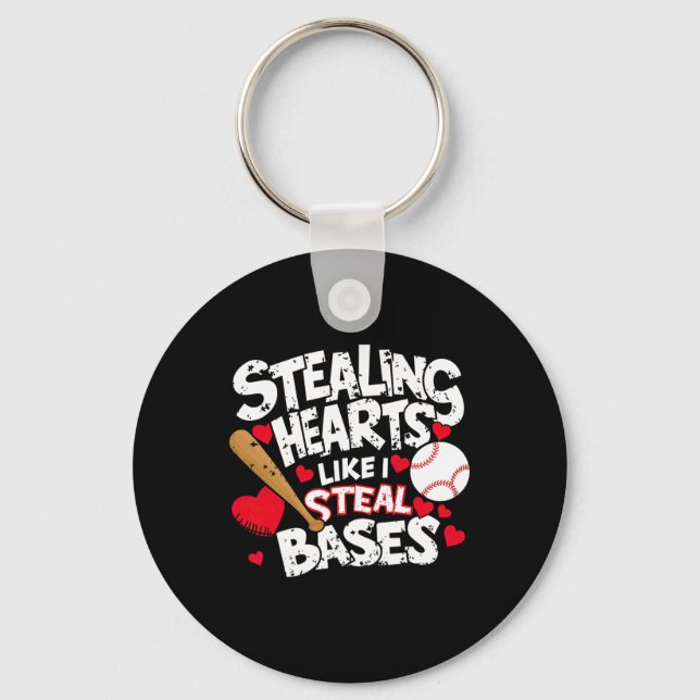 Stealing Hearts Like I Steal Bases  Key Ring (Front)