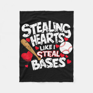 Stealing Hearts Like I Steal Bases, Softball Baseb Fleece Blanket