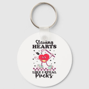 Stealing Hearts Like I Steal Pucks Funny Valentine Key Ring