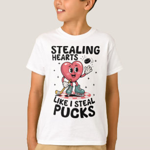Stealing Hearts Like I Steal Pucks Funny Valentine T-Shirt