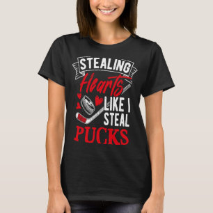 Stealing Hearts Like I Steal Pucks Love Flowers Ho T-Shirt