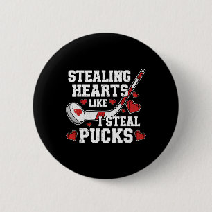 Stealing Hearts Like I Steal Pucks Valentine's Day 6 Cm Round Badge
