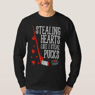 Stealing Hearts Like I Steal Pucks Valentines Day  T-Shirt
