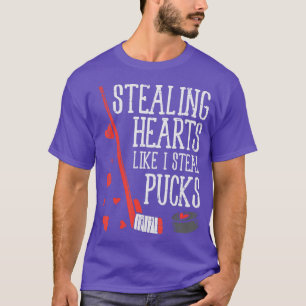 Stealing Hearts Like I Steal Pucks Valentines Day T-Shirt