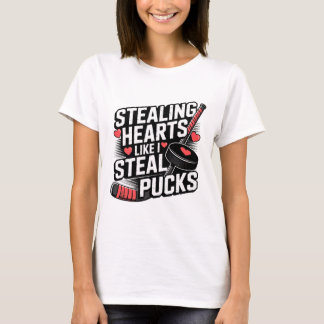Stealing Hearts Like I Steal Pucks Valentine's Day T-Shirt
