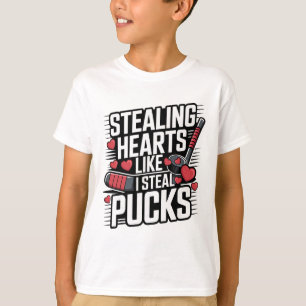 Stealing Hearts Like I Steal Pucks Valentine's Day T-Shirt