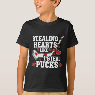 Stealing Hearts Like I Steal Pucks Valentine's Day T-Shirt