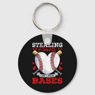 Stealing hearts like steal bases baseball key ring