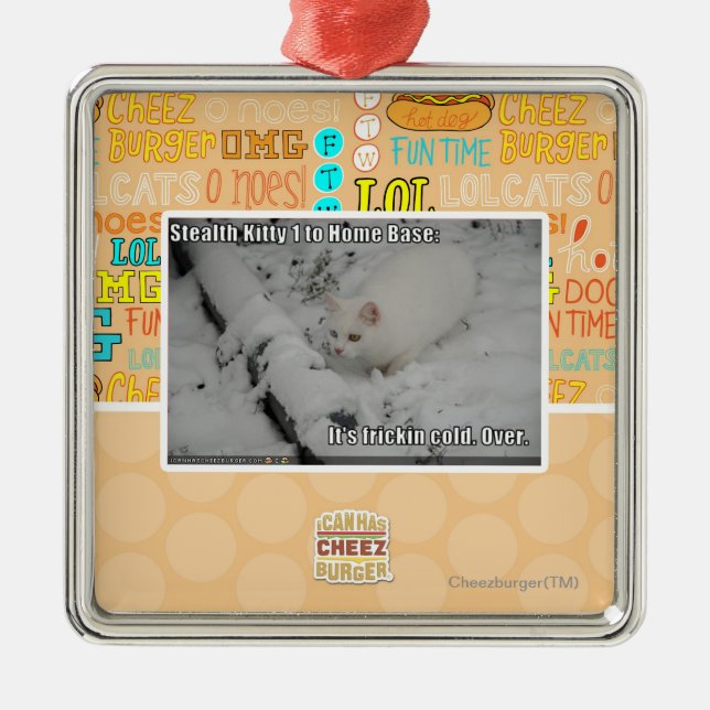 Stealth Kitty 1 Metal Tree Decoration (Front)