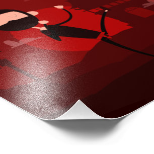 Stealth Ninja High Kick Red Sunset Sticker Photo Print