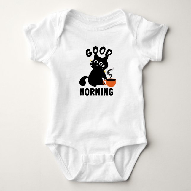 Stealthy Cat and Coffee Baby Bodysuit (Front)