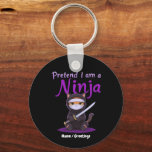 Stealthy Ninja Cat Masked Kitty Warrior Pun Key Ring<br><div class="desc">A cute and mysterious ginger cat dressed in full ninja gear. Perfect for cat lovers who enjoy stealthy humor and adorable martial arts-themed illustrations.</div>