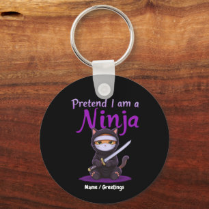 Stealthy Ninja Cat Masked Kitty Warrior Pun Key Ring