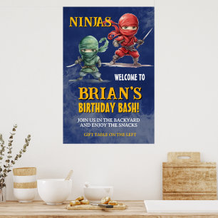 Stealthy Ninja Warrior Birthday Party Poster
