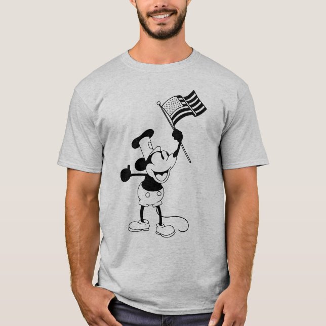 Steam Boat Willie American Flag T-Shirt (Front)