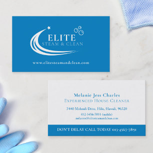 Steam Cleaning Business blue white Card