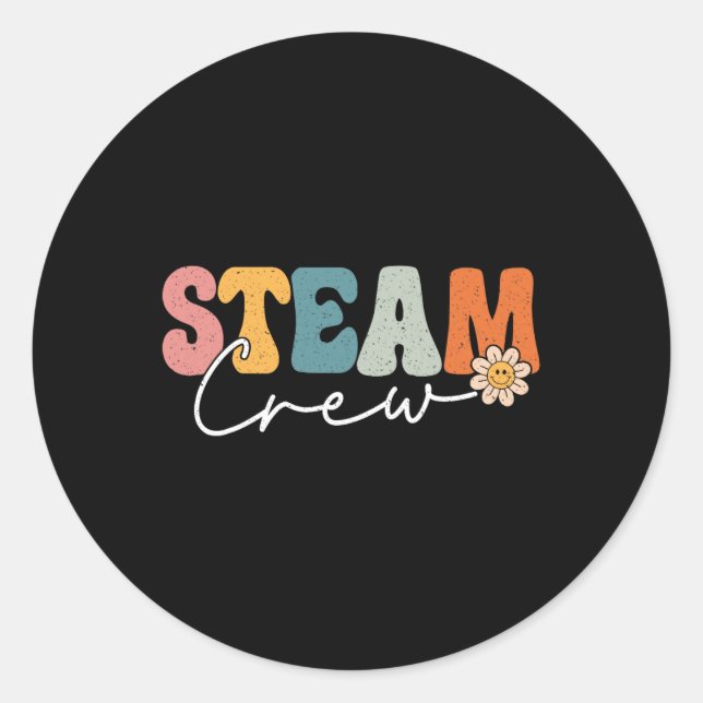 Steam Crew Back To School Science Engineering Tech Classic Round Sticker (Front)