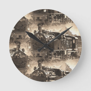 Steam Dreams - Railway Engine  Round Clock