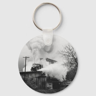 Steam Engine Crossing A Bridge Key Chain