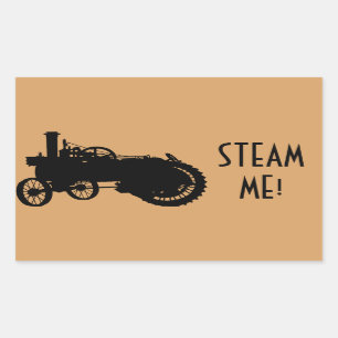 Steam Engine Farm Tractor Traction Farming Antique Rectangular Sticker