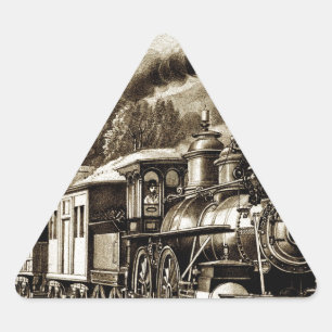 Steam engine locomotive history triangle sticker