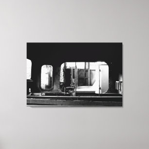 Steam Engine Repair Le Mastrou BlackWhite Canvas Print