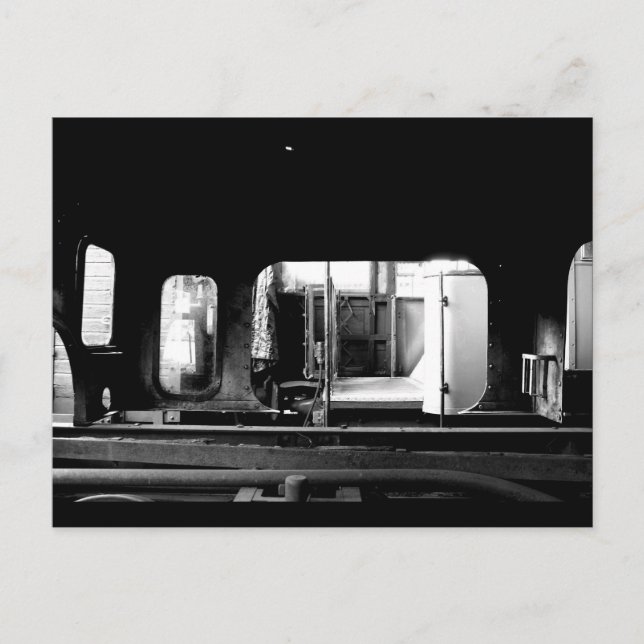 Steam Engine Repair Le Mastrou BlackWhite postcard (Front)