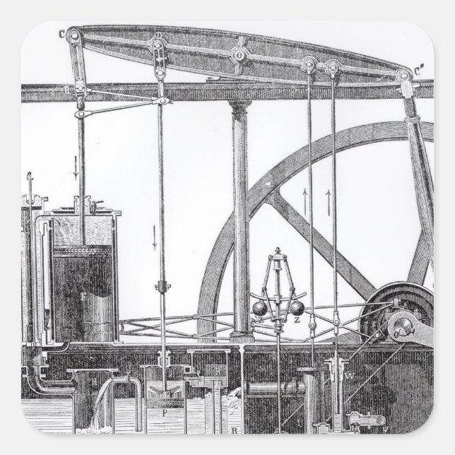 Steam Engine Square Sticker (Front)