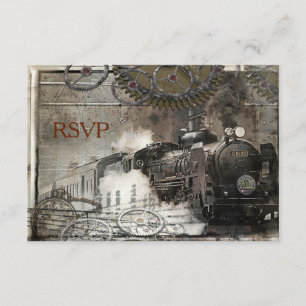 Steam Engine Steampunk RSVP Card