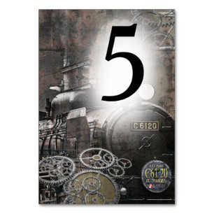 Steam Engine Steampunk Table Number
