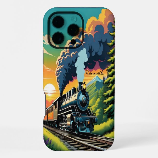 Steam Engine Sunset iPhone Case (Back)