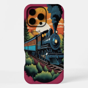 Steam Engine Sunset Journey iPhone 16 Pro Max Case