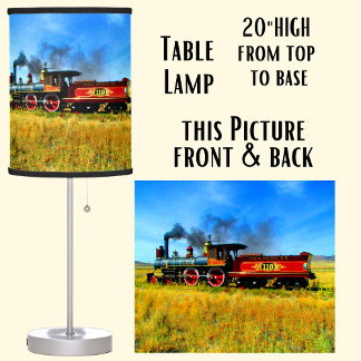 Steam Engine Train Railroad UP119 Desk Lamp