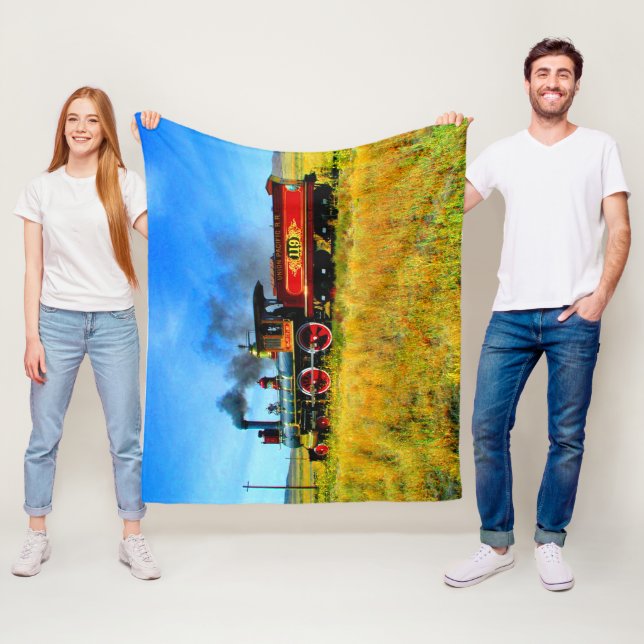 Steam Engine Train Railroad UP119 Fleece Blanket (In Situ)