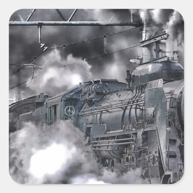 Steam Engines Trains HDR Photo Square Sticker (Front)