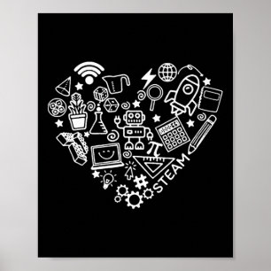 Steam Heart Shape Stem Teacher Science Lover Byck Poster