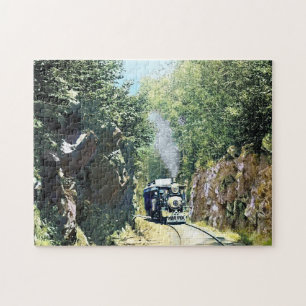 Steam Locomotive At Summit Cut, Green Mountain Jigsaw Puzzle