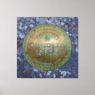 Steam locomotive builders plate canvas print