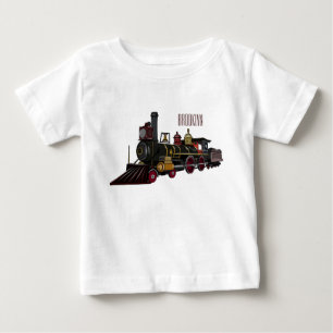 Steam locomotive cartoon illustration  baby T-Shirt