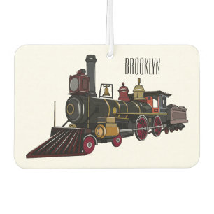Steam locomotive cartoon illustration  car air freshener