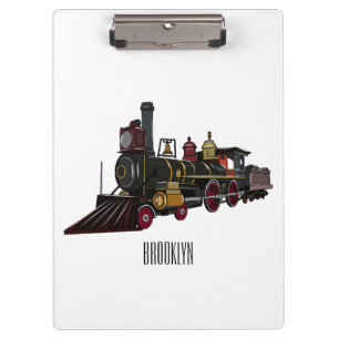 Steam locomotive cartoon illustration  clipboard