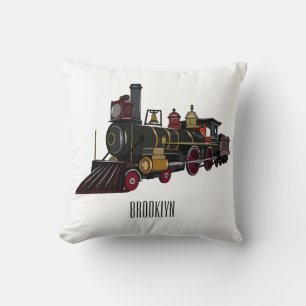 Steam locomotive cartoon illustration cushion