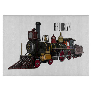 Steam locomotive cartoon illustration  cutting board