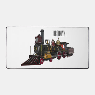 Steam locomotive cartoon illustration desk mat