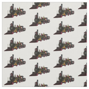 Steam locomotive cartoon illustration fabric