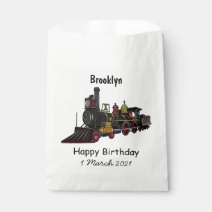 Steam locomotive cartoon illustration favour bags
