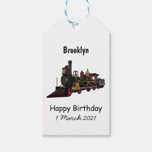 Steam locomotive cartoon illustration gift tags